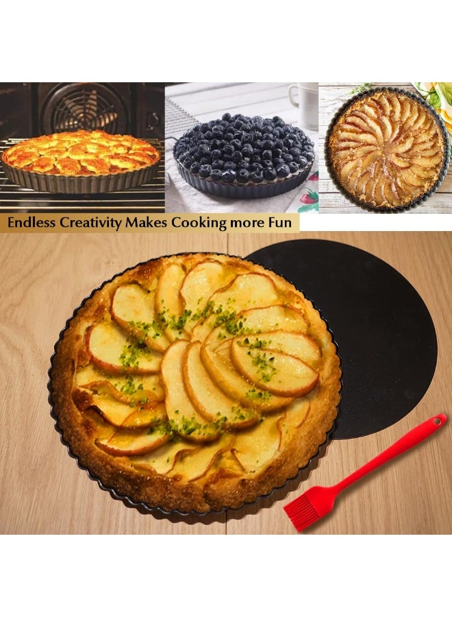 11 Inch Tart and Quiche Pan with Removable Bottom, Pie pans for baking, Non-stick Carbon Steel Quiche Pan for Pie, Mousse Cakes, Fruit and Desserts - Image 3